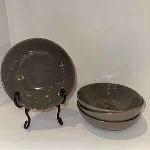 World Market Taupe/Brown Set of 4 Bowls Stoneware (Discontinued)